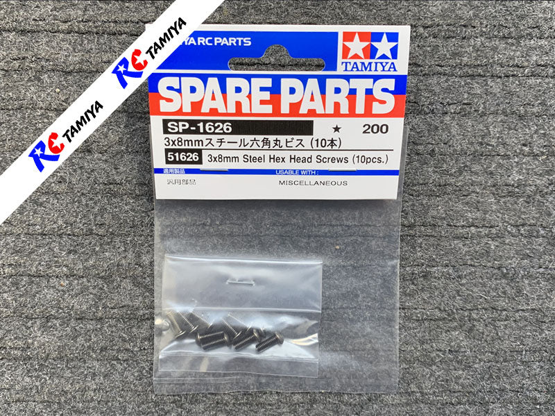 Tamiya 51626 - Steel Hex Head Screw (3x8mm)