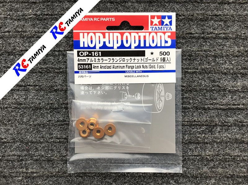 Tamiya 53161 - 4mm Anodized Aluminium Flange Lock Nuts (Gold)